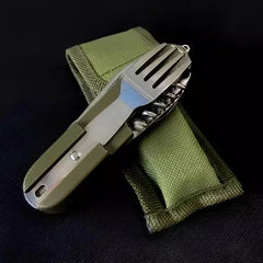 7-in-1 Camping Utensil Tool – Portable Stainless Steel Fork, Spoon, Knife & Opener Set