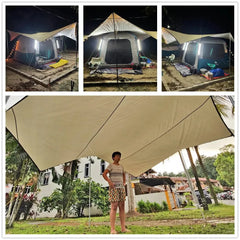 5.1x5.1m Large Waterproof Octagon Camping Tarp – Outdoor Sun Shelter Awning, Butterfly Tent Shade Canopy for Beach & Travel
