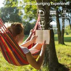 WESTTUNE Outdoor Canvas Hammock – Swing Hammock with Tree Ropes, 200kg Load Capacity