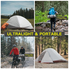 BISINNA Ultralight Backpacking Tent – 1-2 Person 20D Nylon Waterproof Camping Tent for Hiking, Travel, and Cycling