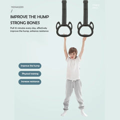 Kids Gymnastic Rings with Adjustable Strap Hand Tapes Home Gym Pull Up Fitness