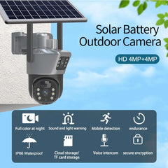 8MP 4K Solar WiFi Camera – Dual Lens PTZ Outdoor CCTV Surveillance