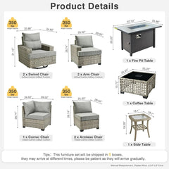 Weaxty 10-Piece Outdoor Patio Set – Wicker Sectional Sofa with Swivel Rocking Chair