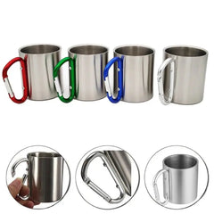 220ml Stainless Steel Camping Cup with Carabiner Handle – Portable Outdoor Travel Mug
