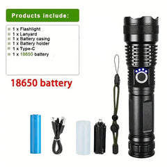 High Power LED Flashlight – Rechargeable Tactical Torch with USB Charging