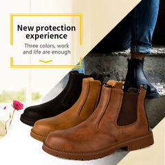 Men’s Waterproof Steel Toe Work Boots – Durable Leather Construction Shoes