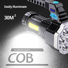 High-Power Rechargeable LED Flashlight – 7-LED Torch with COB Side Light