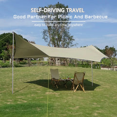 5.1x5.1m Large Waterproof Octagon Camping Tarp – Outdoor Sun Shelter Awning, Butterfly Tent Shade Canopy for Beach & Travel