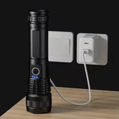 High Power LED Flashlight – Rechargeable Tactical Torch with USB Charging