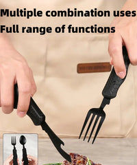 Portable Camping Utensil Set – Foldable Stainless Steel Fork, Spoon, Knife & Bottle Opener