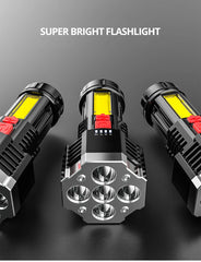 High-Power Rechargeable LED Flashlight – 7-LED Torch with COB Side Light