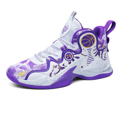 Men's Basketball Shoes No-Slip Breathable Outdoor Shoes Fashion Graffiti Training Shoes