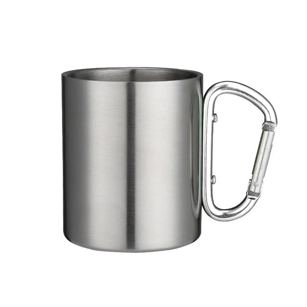 220ml Stainless Steel Camping Cup with Carabiner Handle – Portable Outdoor Travel Mug