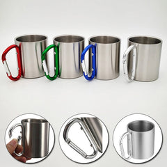 220ml Stainless Steel Camping Cup with Carabiner Handle – Portable Outdoor Travel Mug
