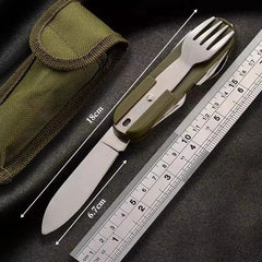 7-in-1 Camping Utensil Tool – Portable Stainless Steel Fork, Spoon, Knife & Opener Set