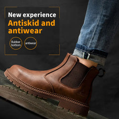Men’s Waterproof Steel Toe Work Boots – Durable Leather Construction Shoes