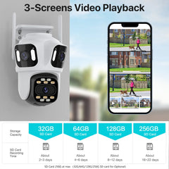 6K Triple-Lens PTZ Outdoor WiFi Camera – Auto Tracking Security CCTV (ICSee)