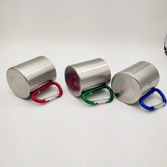 220ml Stainless Steel Camping Cup with Carabiner Handle – Portable Outdoor Travel Mug