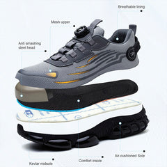 Men’s Safety Work Shoes – Anti-Smash, Anti-Puncture with Rotating Button