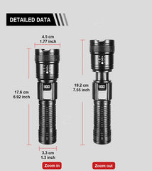 2,000,000LM Ultra-Bright Flashlight – Zoomable Waterproof Torch with Digital Display