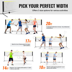 VEVOR 20FT Badminton Net Height Adjustable Volleyball Net Wide Foldable Pickleball Net Portable Tennis Net Set with Poles Stand