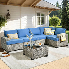 Weaxty 10-Piece Outdoor Patio Set – Wicker Sectional Sofa with Swivel Rocking Chair