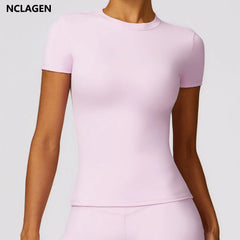 NCLAGEN Women’s Athletic T-Shirt – Breathable Stretch Gym & Yoga Tee