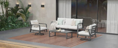 4-Piece Aluminum Patio Set – Swivel Rocking Chairs with Cushions & Conversation Table