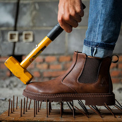 Men’s Waterproof Steel Toe Work Boots – Durable Leather Construction Shoes