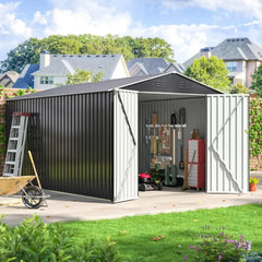 8x12 FT Metal Outdoor Storage Shed – Heavy-Duty Garden Tool Shed with Reinforced Frame